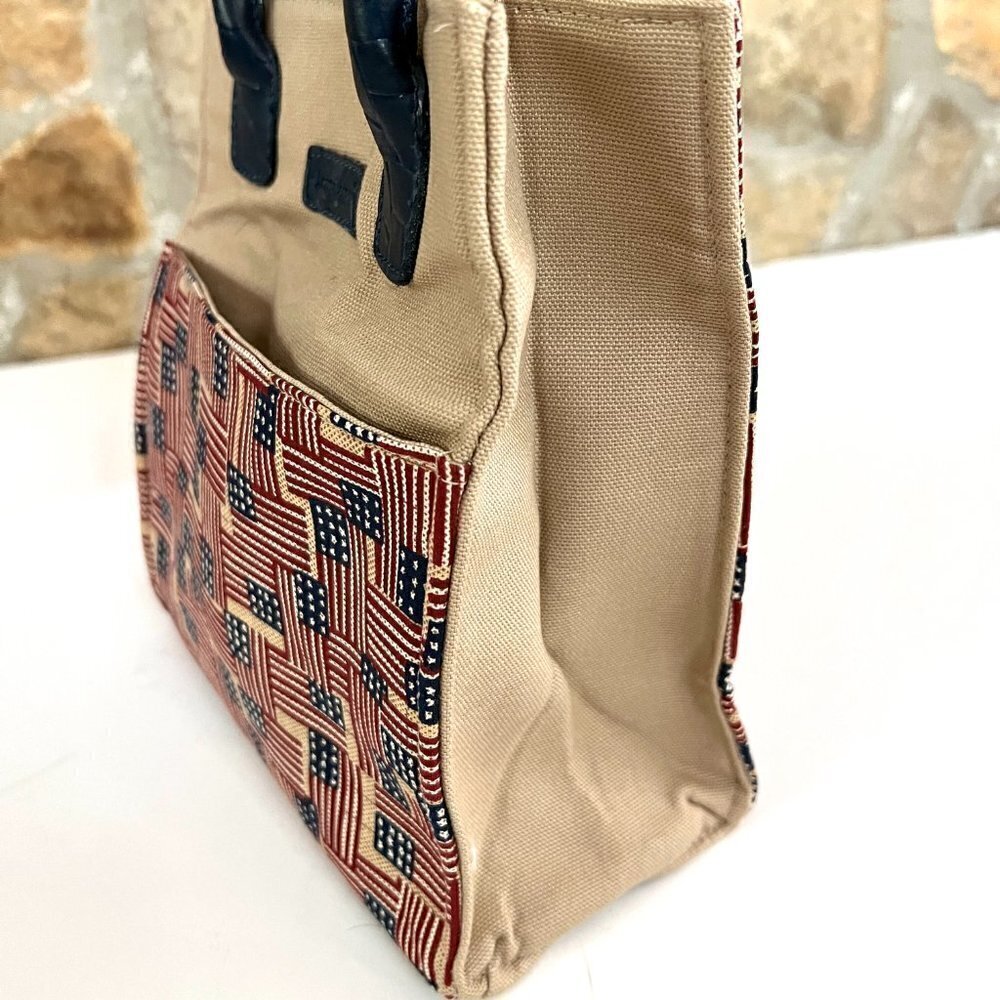 Longaberger Collectors Club Flag Patchwork Americana Canvas Tote Bag Patriotic - Picture 2 of 5